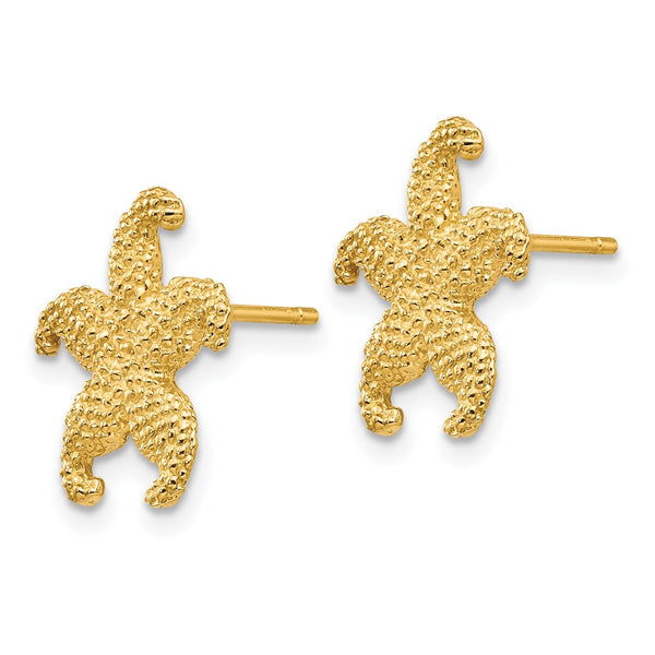 14K Gold Starfish Stud Earrings - 0.85mm