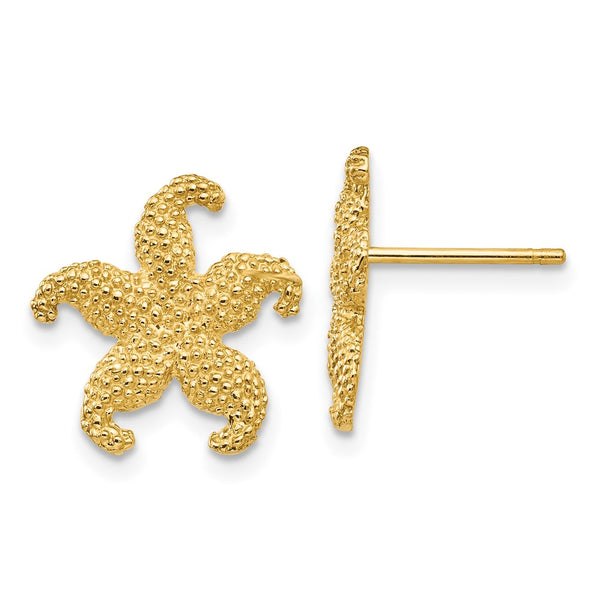 14K Gold Starfish Stud Earrings - 0.85mm