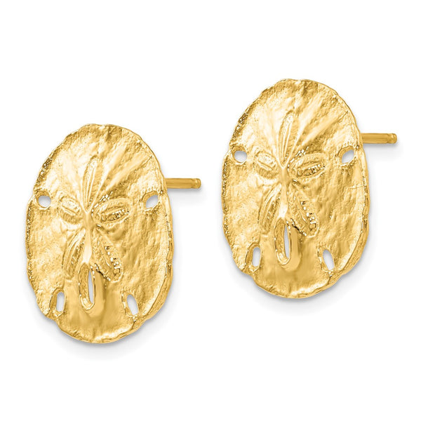 14K Gold Large Sand Dollar Stud Earrings