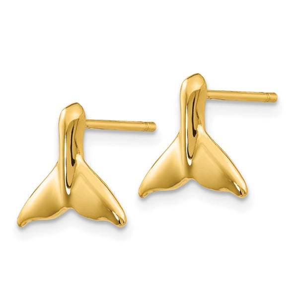 14K Gold Whale Tail Stud Earrings - Style GR1-1011853
