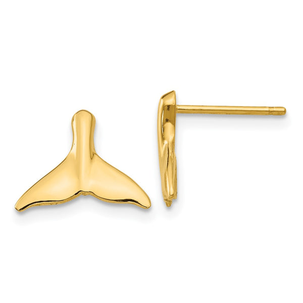 14K Gold Whale Tail Stud Earrings - Style GR1-1011853