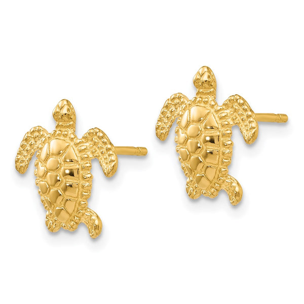 14K Gold Sea Turtle Stud Earrings - Style GR1-1011861