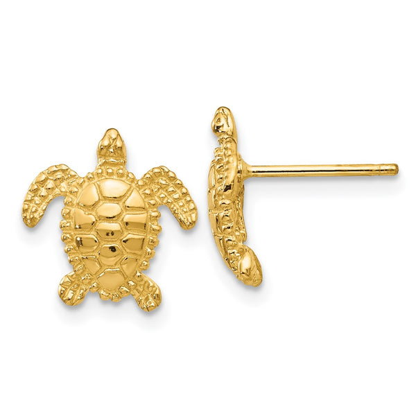 14K Gold Sea Turtle Stud Earrings - Style GR1-1011861