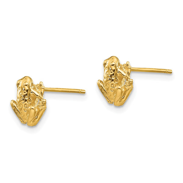 14K Gold Mini Frog Stud Earrings - 0.85mm
