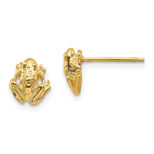 14K Gold Mini Frog Stud Earrings - 0.85mm