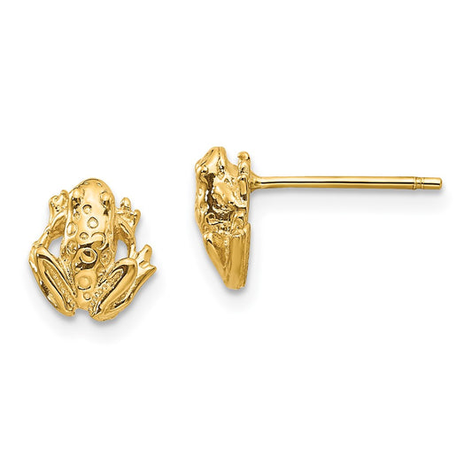 Shop Stylish 14K Gold Mini Frog Stud Earrings - 0.85mm, Affordable Luxury
