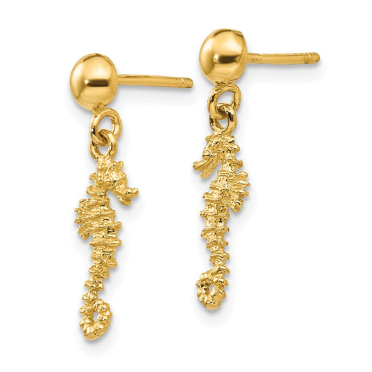 Buy 14K Gold 3D Mini Seahorse Dangle Earrings - Stylish Design, Affordable Luxury