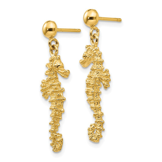 Shop Stylish 14K Gold Oversized Seahorse Dangle Earrings - Luxury Accessory
