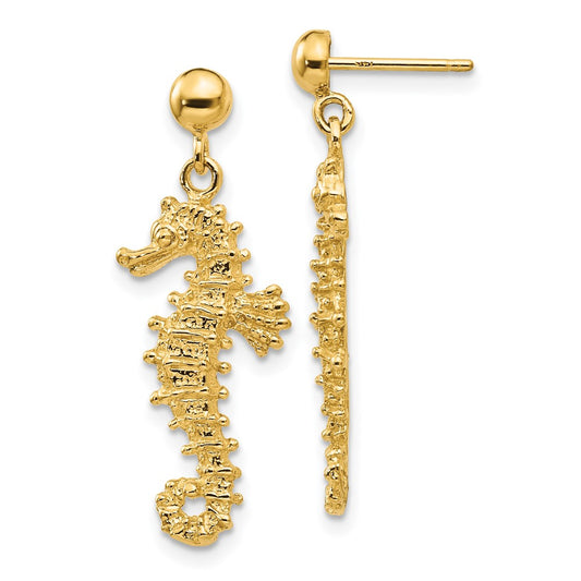 Shop Stylish 14K Gold Oversized Seahorse Dangle Earrings - Luxury Accessory