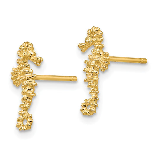 High-Quality 14K Gold Mini Seahorse Stud Earrings - Stylish Pair, Affordable Price