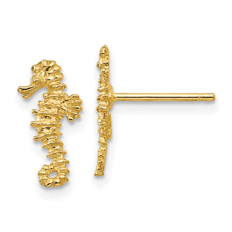 High-Quality 14K Gold Mini Seahorse Stud Earrings - Stylish Pair, Affordable Price