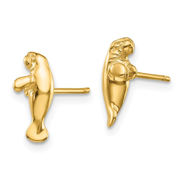 14K Gold Mini Manatee Stud Earrings