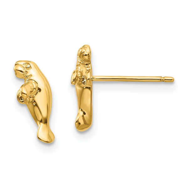14K Gold Mini Manatee Stud Earrings