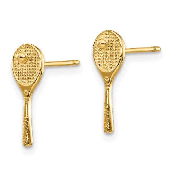 14K Gold Mini Tennis Racquet & Ball Earrings - 0.85mm