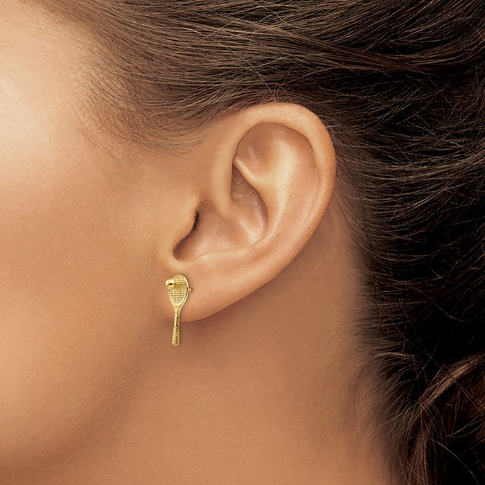 Shop Stylish 14K Gold Tennis Racquet & Ball Post Earrings - Affordable Luxury-3