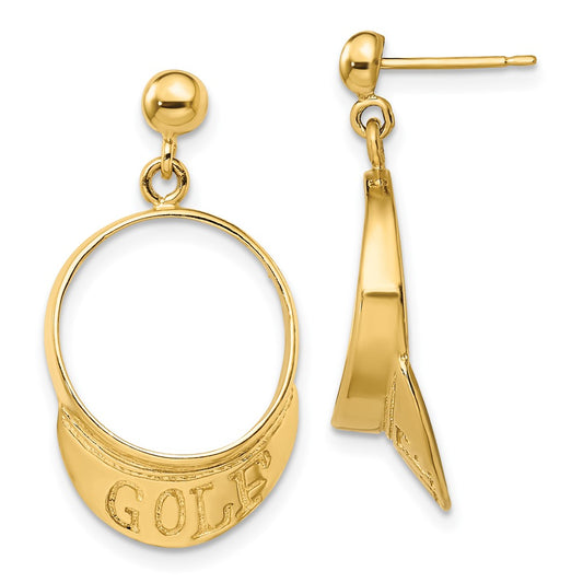 Shop Exclusive 14K Gold 3D Golf Visor Dangle Earrings | Stylish & Lightweight