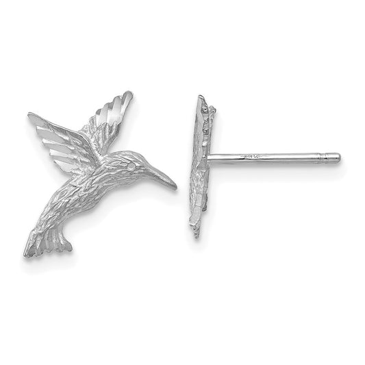 Exclusive 14K White Gold Hummingbird Stud Earrings - Stylish & Affordable