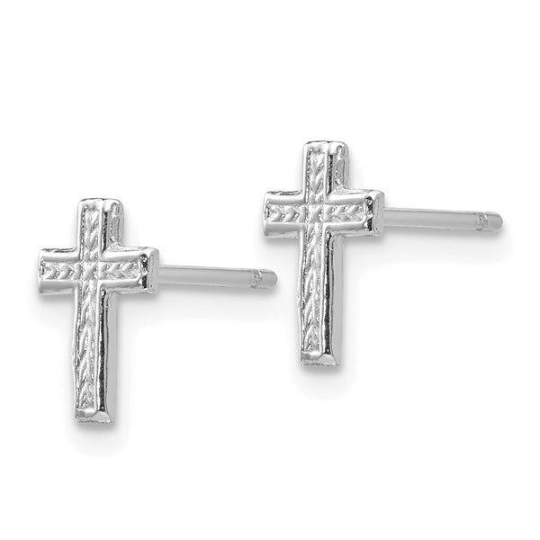 14K White Gold Cross Post Earrings - Style GR1-1011468
