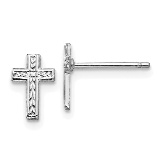 High-Quality 14K White Gold Cross Post Earrings | Stylish & Affordable Option