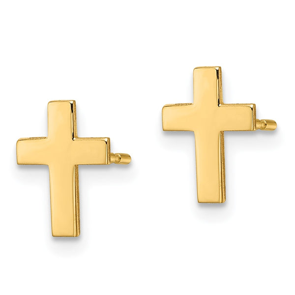 14K Gold Polished Cross Earrings - Style GR1-1019906