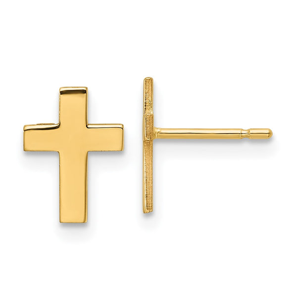 14K Gold Polished Cross Earrings - Style GR1-1019906