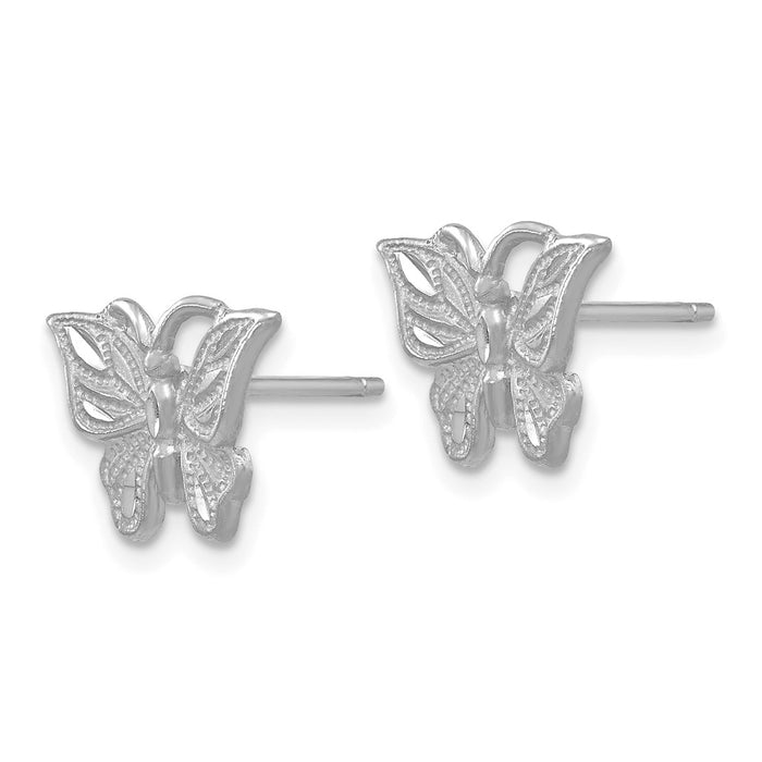 Buy Stylish 14K White Gold Diamond-Cut Butterfly Earrings - Luxury Value!-2