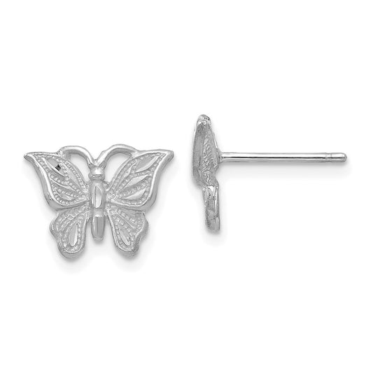 Buy Stylish 14K White Gold Diamond-Cut Butterfly Earrings - Luxury Value!