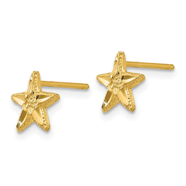 14K Gold Diamond-Cut Starfish Earrings