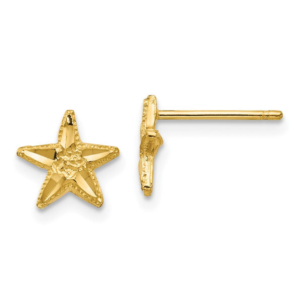 14K Gold Diamond-Cut Starfish Earrings