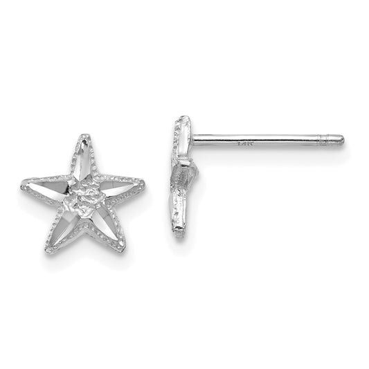 Buy Stylish 14K White Gold Diamond-Cut Starfish Earrings - Luxury Design