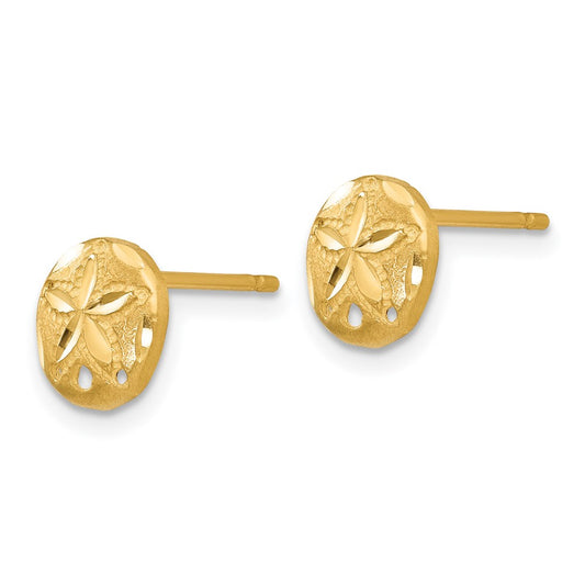 Exclusive 14K Gold Diamond-Cut Sand Dollar Earrings - Stylish & Affordable!