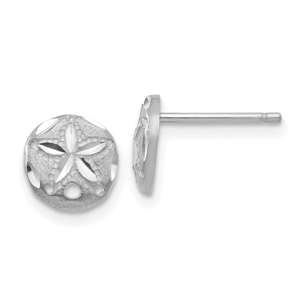 14K White Gold Diamond-Cut Sand Dollar Earrings