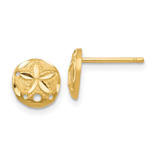 Exclusive 14K Gold Diamond-Cut Sand Dollar Earrings - Stylish & Affordable!