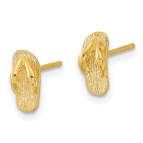 14K Gold Polished Flip Flop Stud Earrings