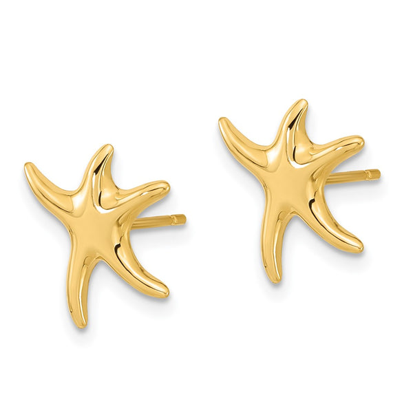 14K Gold Polished Starfish Stud Earrings