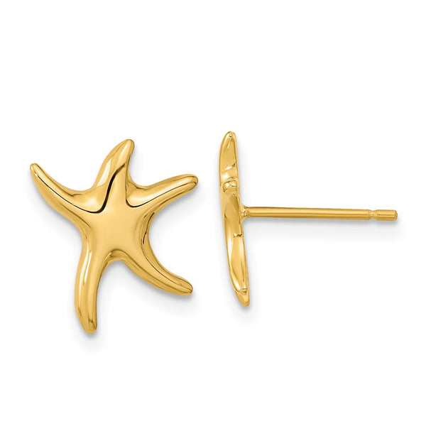 14K Gold Polished Starfish Stud Earrings