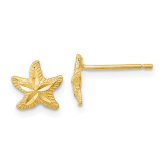 Exclusive 14K Gold Polished Diamond-Cut Starfish Stud Earrings | Stylish Value