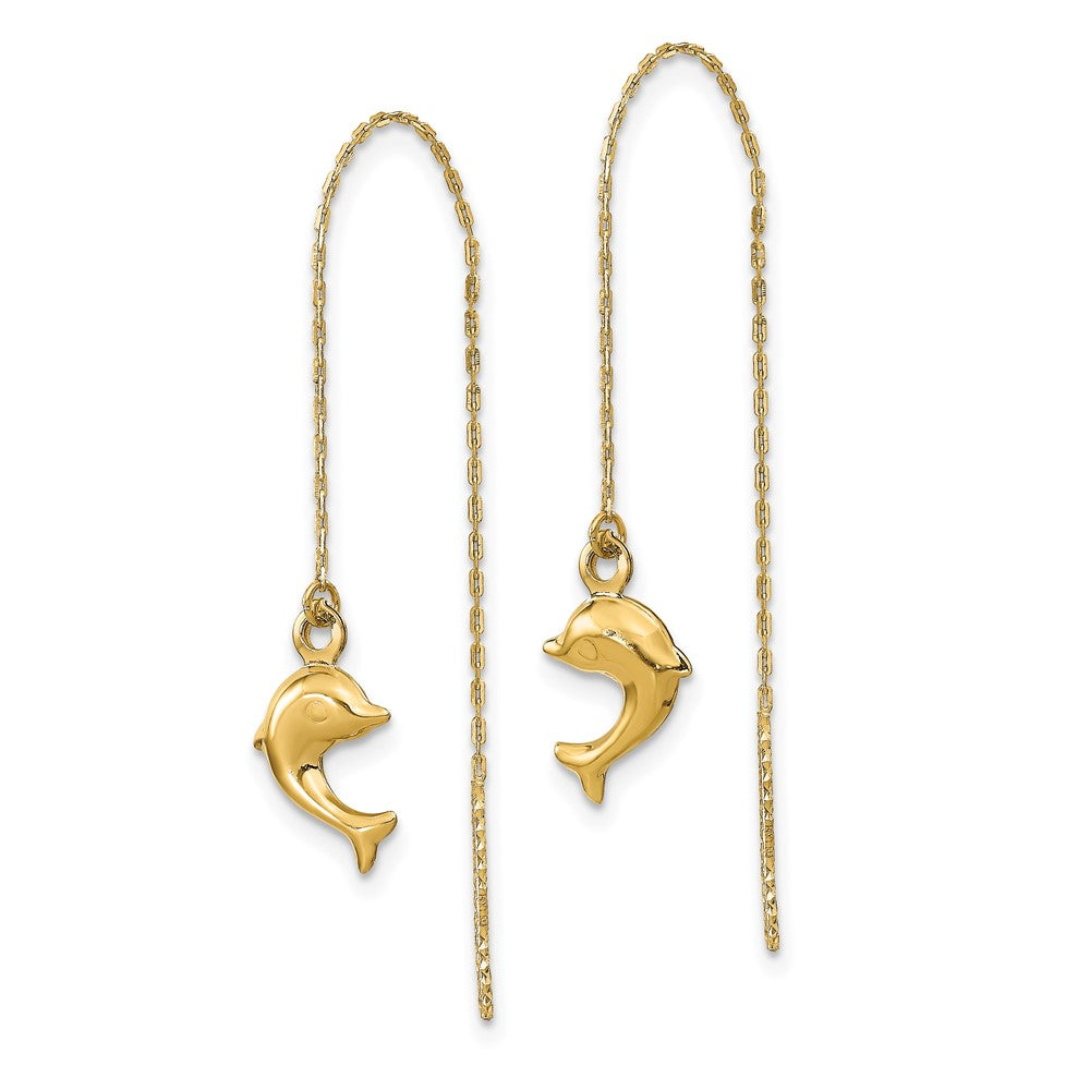 Shop Stylish 14K Gold Polished Dolphin Threader Earrings - Exclusive Design