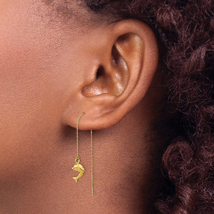Shop Stylish 14K Gold Polished Dolphin Threader Earrings - Exclusive Design-3