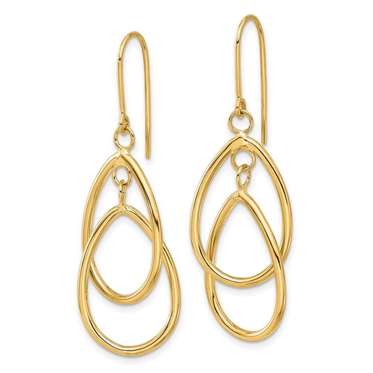 Exclusive 14K Gold Polished Double Circle Dangle Earrings - Stylish & Affordable