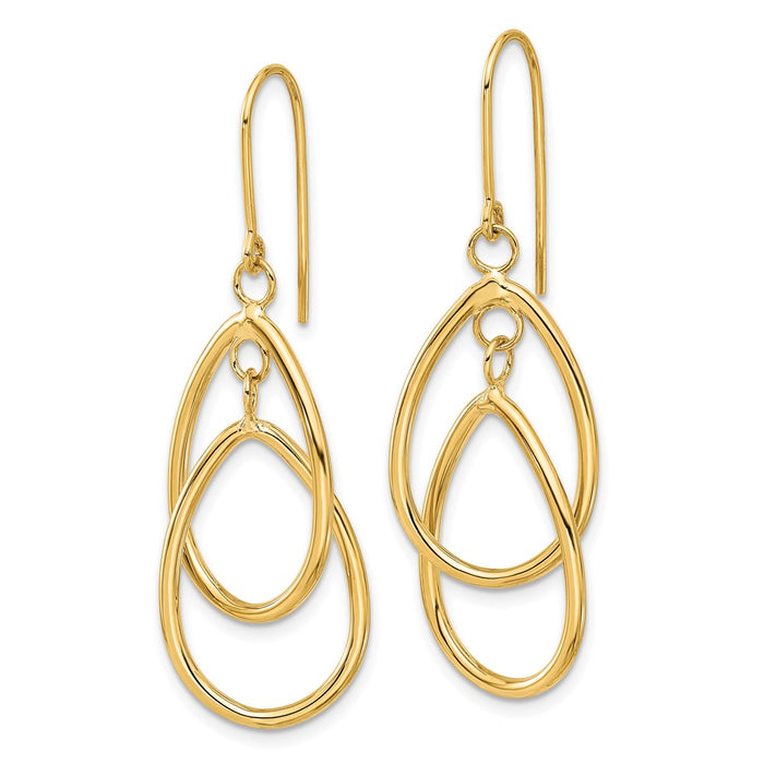 Exclusive 14K Gold Polished Double Circle Dangle Earrings - Stylish & Affordable-2
