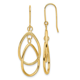 Exclusive 14K Gold Polished Double Circle Dangle Earrings - Stylish & Affordable