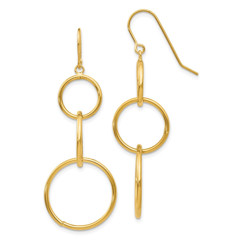Exclusive 14K Gold Triple Circle Dangle Earrings - Stylish & Affordable Design