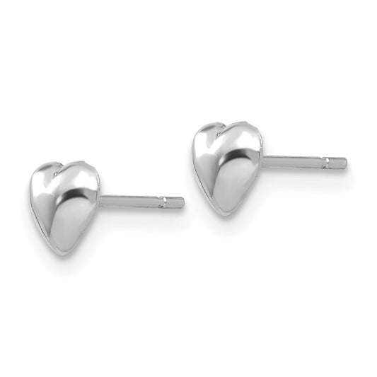 Exclusive 14K White Gold Polished Heart Post Earrings - Stylish Value!