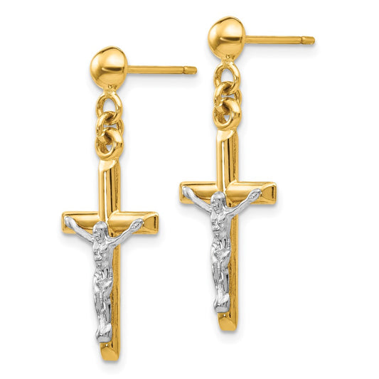 Shop Stylish 14K Two-Tone Hollow Cross Earrings - Affordable Luxury Accessory