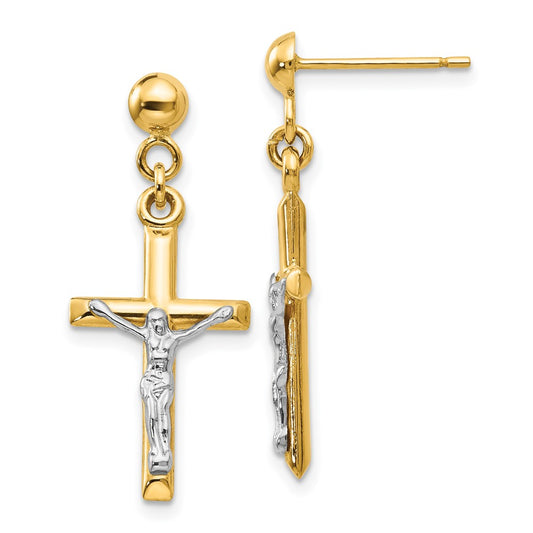 Shop Stylish 14K Two-Tone Hollow Cross Earrings - Affordable Luxury Accessory