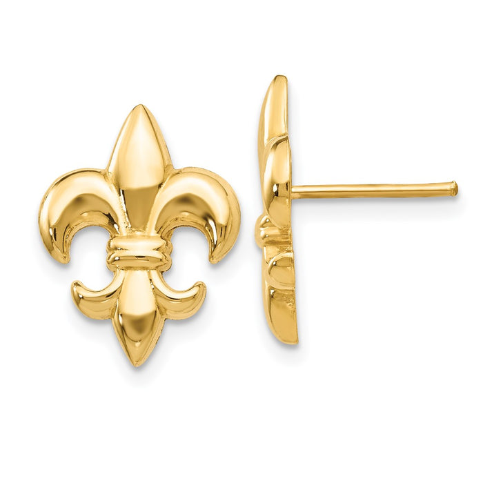 Shop Stylish 14K Gold Mini Fleur-De-Lis Earrings - Affordable Luxury Design-1