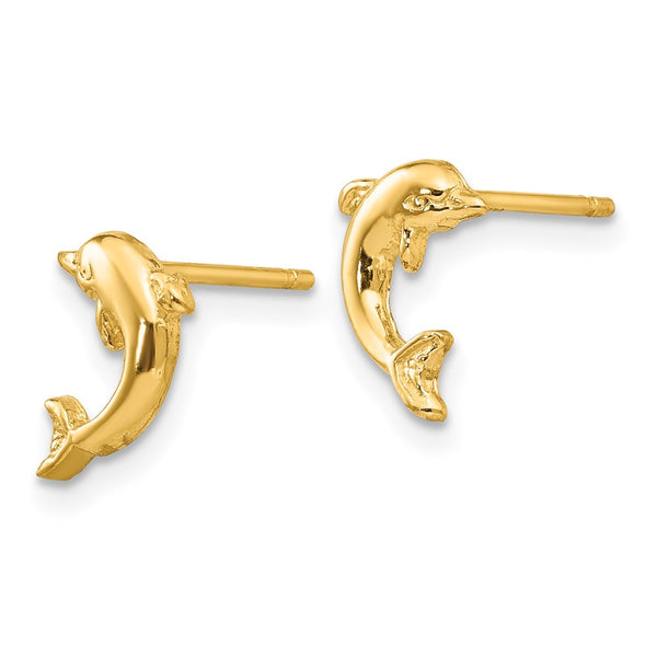 14K Gold Dolphin Stud Earrings - Style GR1-1011599