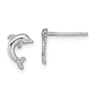 High-Quality 14K White Gold Petite Dolphin Post Earrings - Stylish Value!