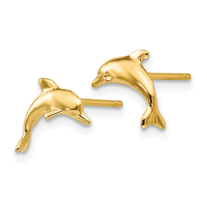 High-Quality 14K Gold Dolphin Stud Earrings - Stylish & Affordable Luxury!-2